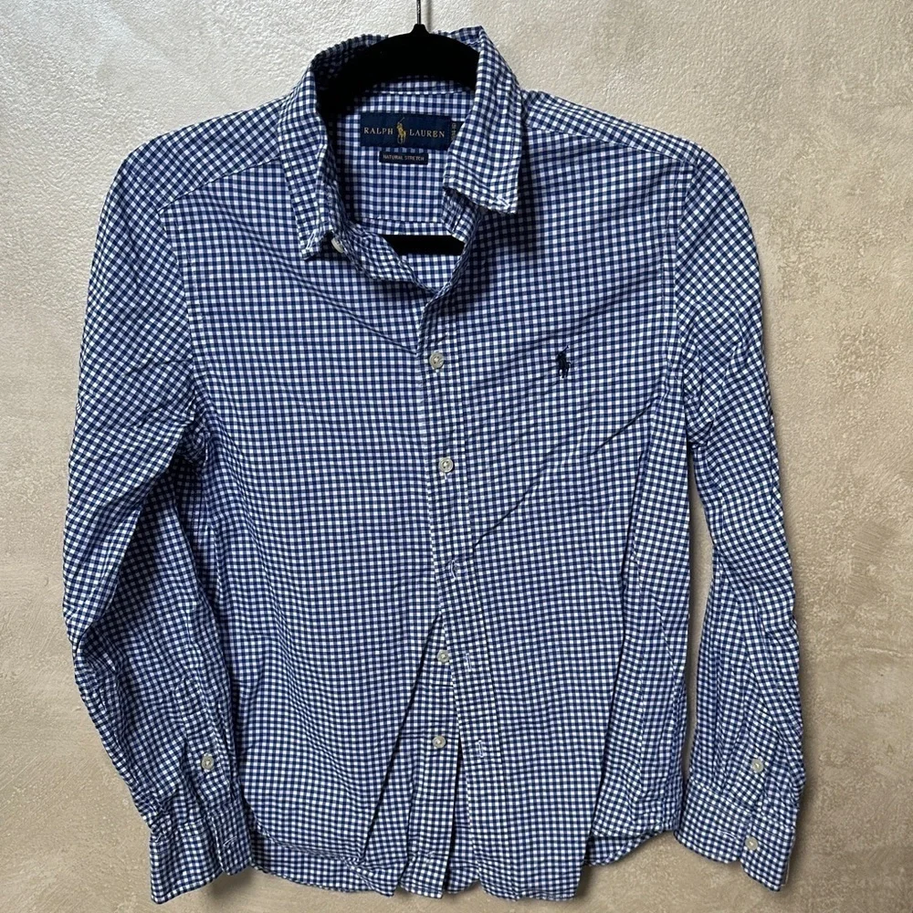 Ralph Lauren boys gingham button down size L 14/16